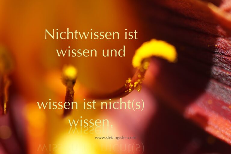 Nichtwissen ist wissen und wissen ist nicht(s) wissen.