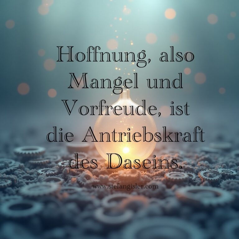 Hoffnung, also Mangel und Vorfreude, ist die Antriebskraft des Daseins.